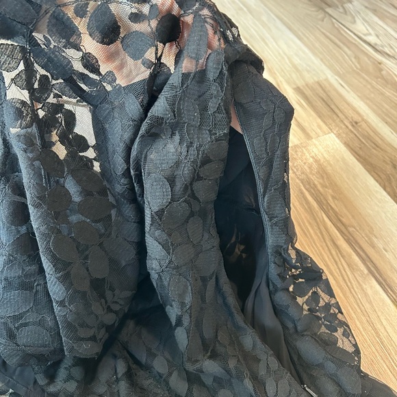 Free People Women’s Black Lace Skater Dress, Size 12 Large Lined 3/4 Sleeve - Picture 7 of 12